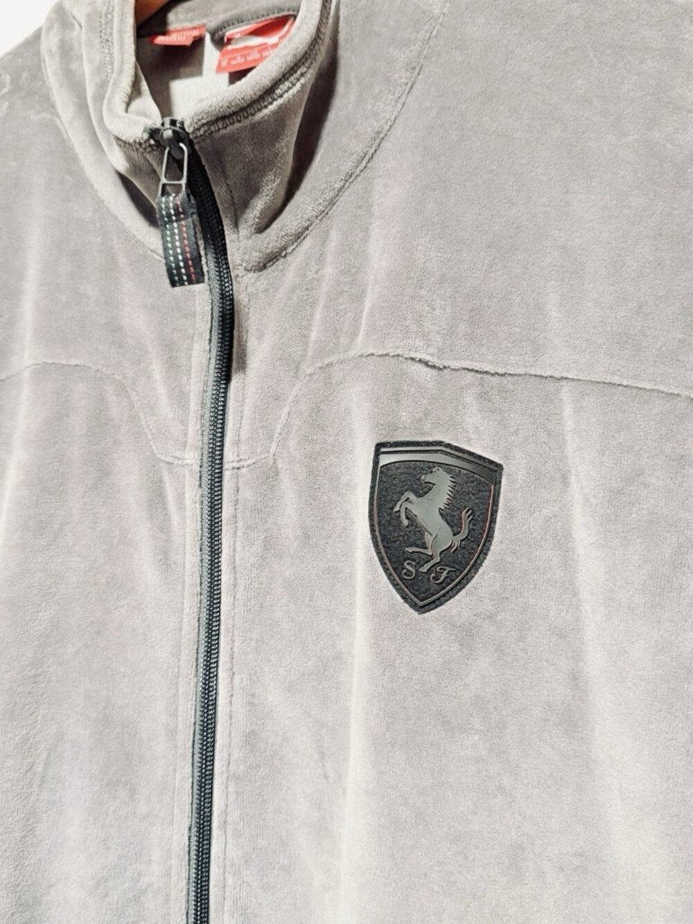 Puma x Scuderia Ferrari F1 Mens XL Gray Velour Zip Track Racing Jacket - Picture 4 of 11